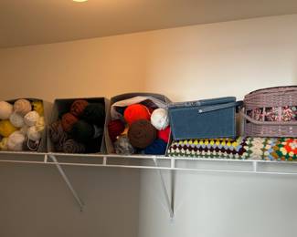 Knitting Yarn, Baskets, Afghans