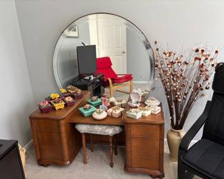 Antique Dresser/Stool, Mirror