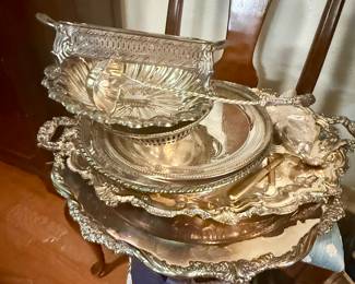 Silver plated serving platters 