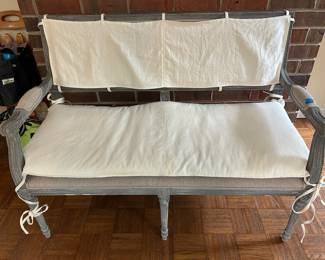 grey bench with removeable cushion