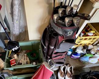 Golf clubs -- and an assortment of golf gear!