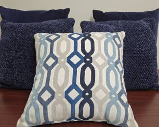 5-Accent Pillows: 4- Blue , 1- Multi Geometric