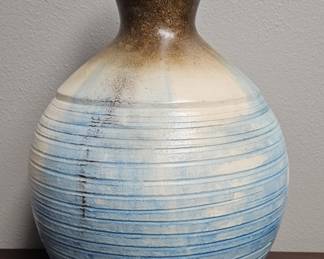 Bronze Tone & Blue Pottery Vase