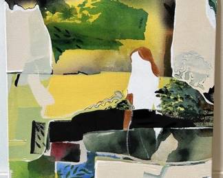 Modernist Abstract Layered Giclee on Canvas