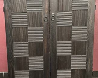 Modern Black Checkered Laminate Cabinet