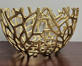 Gold Tone Metal Large Nest Bowl, 1/2
