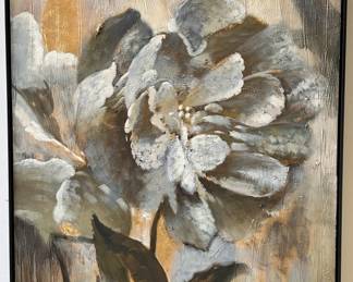 Canvas Art w/ White Flower in Black Frame