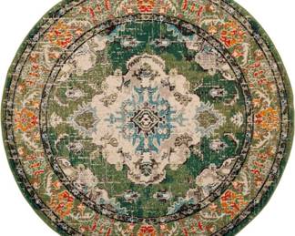 Wayfair Forest Green Round Oriental Area Rug is 8'