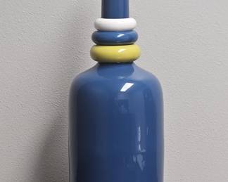 Ceramic Teal Vase with Rings, 1/2