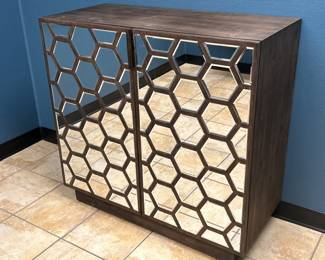 Laminate Console Cabinet w/ Mirrored Beehive Front