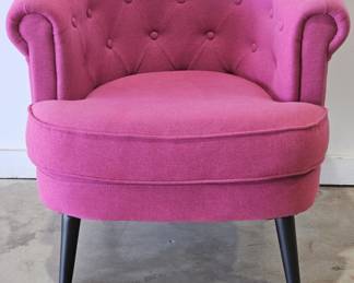 Tufted Pink Round Modern Armchair, 1/2