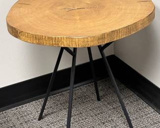 Laminate Wood Slab-Look Table Top on Metal Legs