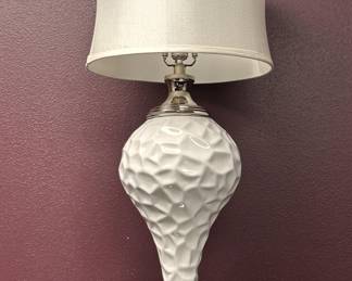Modern White Textured Ceramic Lamp w/ Shade