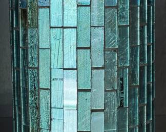 Turquoise Glass Mosaic Tile Vase / Utensil Holder