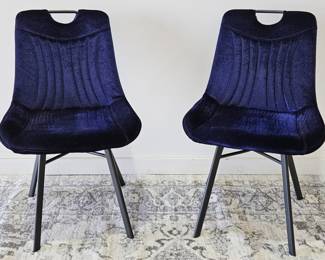 2- Velveteen Royal Blue Modern Side Chairs