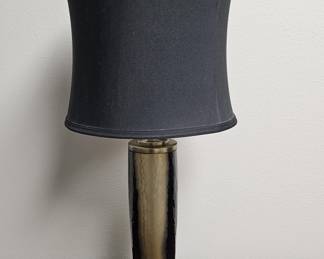 Warm Brass-Finish Table Lamp w/ Black Shade