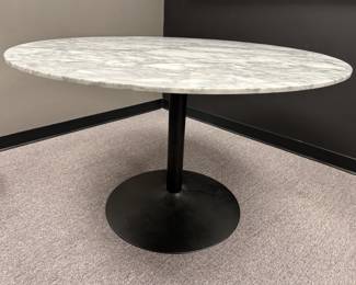 Modern Round Marble Top Table on Metal Pedestal