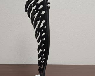 Black Cast Iron Angel Sculpture on Resin Base