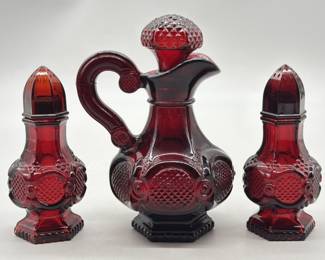 Vtg. Avon Cape Cod Ruby Red 3-Piece Set
