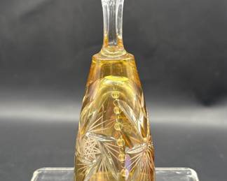 Vtg. Bohemian Glass Amber Cut to Clear Bell