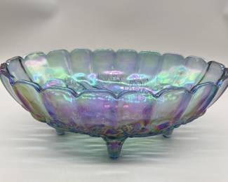Carnival Glass Harvest Grape Footed Fruit Bowl