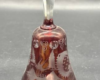 Vintage Ruby Cut to Clear Bohemian Glass Bell