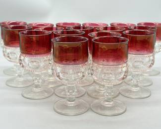 (17) Vtg. King's Crown Flash Ruby Water Goblets