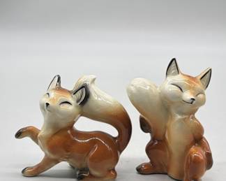 Vtg. Little Red Fox Ceramic Salt & Pepper Shakers