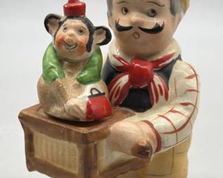 Ceramic Organ Player & Monkey S&P Shakers