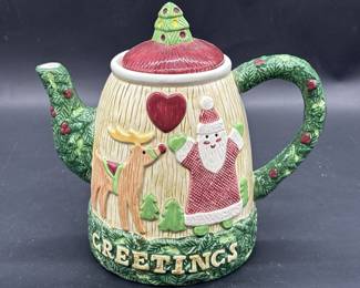 Omnibus by Fitz & Floyd Ceramic Santa Teapot