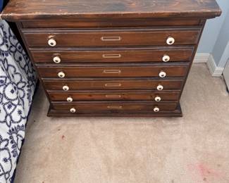 Antique Map Chest with 6 drawers