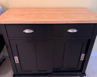 Crate and Barrel kitchen island cart with folding bar top off back