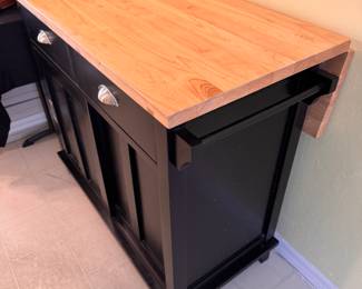 Crate and Barrel kitchen island cart with folding bar top - includes 2 shelves and 2 drawers