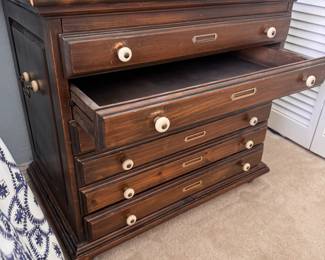Antique map chest - 6 drawers - one shown open