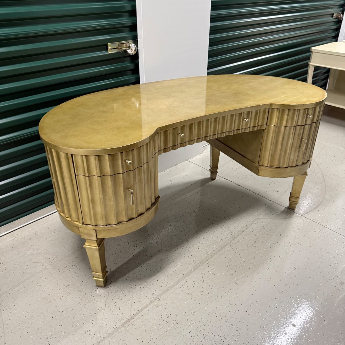 Hooker Furniture gold curved kidney desk