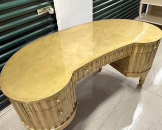Hooker Furniture gold curved kidney desk