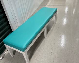Teal blue leather bench