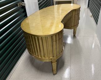 Hooker Furniture gold curved kidney desk