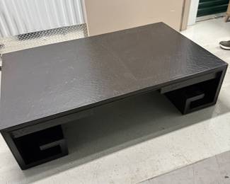 Thomas Pheasant for Baker Furniture Greek Key black lacquered coffee table with crackle finish