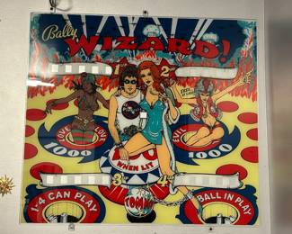 Wizard pinball machine backglass
