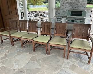 6 teak patio side chairs 