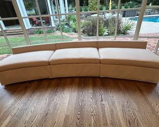 Custom Banquette - 10’ total. 3 pieces with a slight curve to the back to match the window. 