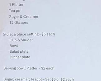 Christmas dishes pricing