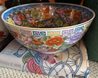 Book on Textiles of Japan, Floral Decorated Bowl with Greek Key Boarder
