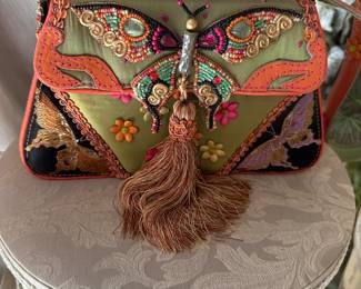 "Dream Chaser" Beaded Butterfly Embellished Handbag by Mary Frances