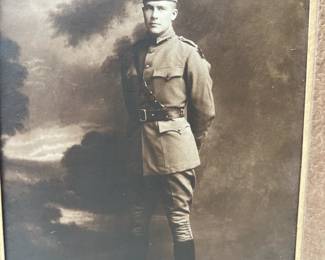 WWI Era US Army Officer Studio Portrait Photograph in Period Frame