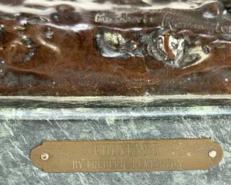 Large Bronze Sculpture "The Cheyenne," After Frederic Remington | 20th C. Western Art on Marble Base