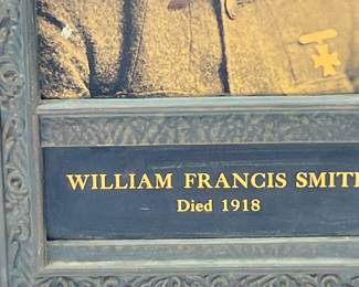 Antique WWI USMC Gold Star Memorial Photo of Marine William F. Smith (D. 1918) in Ornate Cast Metal Frame