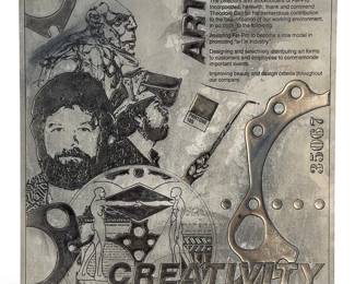 Theodore Gall (b. 1941) Original Fel-Pro Inc. "Art in Industry" Etched Magnesium Commemorative Plaque