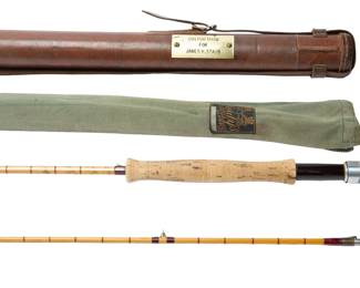 Exceptional c. 1936 Hardy "The Perfection" Palakona Split-Cane Bamboo Fly Rod with Royal Warrant Bag & Bespoke Provenance Tube for James H. Staub